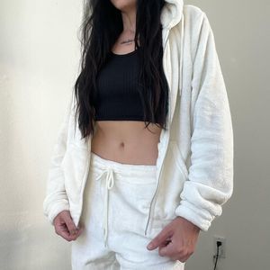 nwt fuzzy white Reflex luxe faux fur tracksuit